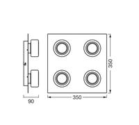 OSRAM LED ceiling lamp ORBIS FLAME, black, 4-bulb, CCT IP44