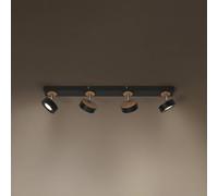 OSRAM LED ceiling spotlight PLUTO, black, 4 spots, 3,000 K