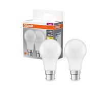 OSRAM LED lamp,Base: B22d,Warm White,2700 K,8.50 W,Replacement for 60 W Incandescent Bulb,Frosted,LED Base Classic A Pack of 2