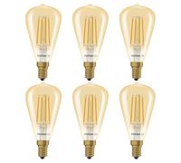 OSRAM LED lamp Edison Vintage 1906 Filament ST48, 4.8W, E14, Gold, ST48, for Table lamp, Pendant lamp, Decorative Lighting, Design Accent in The Room,6-Pack