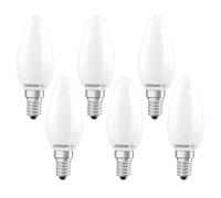 OSRAM LED lamp Star Candle Shape B25 Filament, 2700 K Warm White, 1.8 W, E14, Frosted, 250 lm, 15,000 h, for Chandeliers, Decorative fixtures, Glare-Free,6-Pack