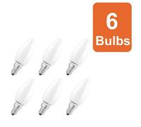 OSRAM LED lamp Star Candle Shape B25 Filament, 2700 K Warm White, 1.8 W, E14, Frosted, 250 lm, 15,000 h, for Chandeliers, Decorative fixtures, Glare-Free,6-Pack