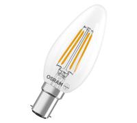 OSRAM LED lamp Star Candle Shape B40 Filament, 2700 K Warm White, 3.4 W, B15d, Clear, 470 lm, 15,000 h, for Chandeliers, Decorative fixtures,6-Pack