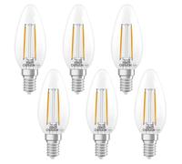 OSRAM LED lamp Superstar B25 Candle Shape Filament dimmable, 2700 K Warm White, 1.8 W, E14, Clear, 250 lm, 15,000 h, for Chandeliers, Bedside Lamps,6-Pack