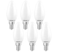 OSRAM LED lamp Superstar B25 Candle Shape Filament dimmable, 2700 K Warm White, 1.8 W, E14, Frosted, 250 lm, 15,000 h, for Chandeliers, Bedside Lamps,6-Pack