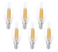 OSRAM LED lamp Superstar B40 Candle Shape Filament dimmable, 2700 K Warm White, 3.4 W, E14, Clear, 470 lm, 15,000 h, for Chandeliers and wall Lights,6-Pack