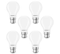 OSRAM LED lamp Superstar Bulb Shape A60 Filament dimmable, 2700 K Warm White, 5.9 W, B22d, Frosted, 806 lm, for Ceiling and Floor Lamps, 15,000 h,6-Pack