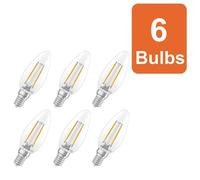 OSRAM LED lamp Superstar B25 Candle Shape Filament dimmable, 2700 K Warm White, 1.8 W, E14, Clear, 250 lm, 15,000 h, for Chandeliers, Bedside Lamps,6-Pack
