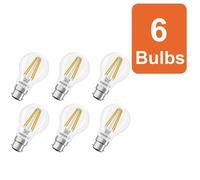 OSRAM LED lamp Superstar Bulb Shape A60 Filament dimmable, 2700 K Warm White, 5.9 W, B22d, Clear, 806 lm, for Ceiling and Floor Lamps, 15,000 h,6-Pack