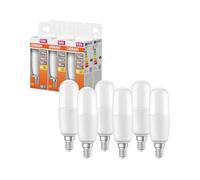 OSRAM LED lamp with E14 Base, Warm White (2700K), Stick Shape, 10W, Replacement for 75W Bulb, Frosted, LED Star Stick, 6-Pack