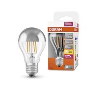 OSRAM Led Lamps, Classic Piston Shape, with Mirror Piston Crown, 50 Watts Replacement, E27, A-Shape, 2700 Kelvin, Warm White, Clear Glass, Single Pack