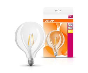 OSRAM LED Retrofit Classic Globe/LED lamp, Classic Ball Shape, Retro Design, in Filament Style, with Screw Base: E27, 4 W, 220…240 V, 40 W Replacement, Clear, Warm White, 2700 K, 4x1pack
