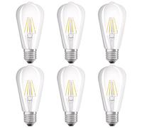 OSRAM LED Retrofit Classic ST/LED lamp, Retro Design, in Filament Style, with Screw Base: E27, 6 W, 220…240 V, 60 W Replacement, Clear, Warm White, 2700 K, 6x1pack