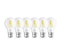OSRAM LED Star Classic A / LED-lamp in bulb shape with B22d-base / not dimmable / replacement for 60 Watt / filament style clear / warm white - 2700 Kelvin / 6 pack