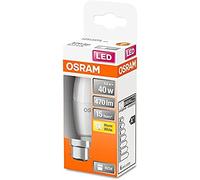 OSRAM LED Star Classic B40, Frosted LED lamp in Candle Shape, B22d Base, Warm White (2700K), 470 Lumen, Replaces Conventional 40W Bulbs, Pack of 4
