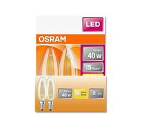 OSRAM Led Star Classic B40 Led Lamp for E14 Base, Candle Shape, Fil, 470 Lumens, Warm White (2700K), Replacement for Conventional 40W Light Bulbs, Not Dimmable, 2-Pack