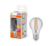 Osram LED Star Classic Lamp mit Bewegungssensor und Tageslichsensor, Kolbenform, 7.3 W/806 lm, EEK A, warmweißes Licht (2700 K), aus klarfarbenem bleifreiem Glas, E27 Sockel, 60 mm Durchmesser.