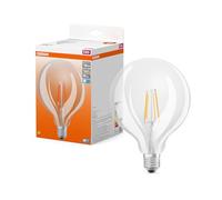 Osram LED Star Globe Classic Ball LED Lamp, 7W/806lm, 4000K for Cool White Light, CRI 80, Clear Lead-Free Glass, E27 Base, IP20, EEK E, 125mm DM, 4-Pack White