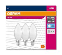 OSRAM LED Star Value Classic B40 LED Bulb for E14 Socket, Classic Mini Candle Shape, FR, 470 lumens, Cool White (4000K), Replaces Conventional 40W Incandescent Bulbs, Non-dimmable, 3-Pack.