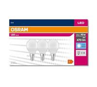 OSRAM LED Star Value Classic P40 LED Bulb for E14 Socket, Mini-Sphere Shape, FR, 470 lumens, Cool White (4000K), Replacement for Conventional 40W Incandescent Bulbs, Non-dimmable Pack of 3.