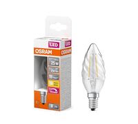 Osram LED Superstar Classic Lamp with Filament in Classic Twisted Mini Candle Shape, Clear Lead-Free Glass, 2.8 W, 250 lm, Warm White Light (2700 K), E 14 Socket, 35 mm DM, Pack of 6