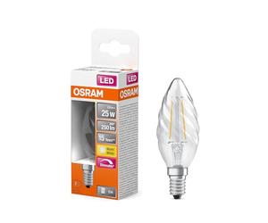 Osram LED Superstar Classic Lamp with Filament in Classic Twisted Mini Candle Shape, Clear Lead-Free Glass, 2.8 W, 250 lm, Warm White Light (2700 K), E 14 Socket, 35 mm DM, Pack of 6