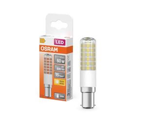 OSRAM LED T Slim Slim Multicolour LED lamp Made of Plastic with B15d Base, T-Shape, 6.5 W / 806 lm, Clear, Warm White Light with 2,700 K, Non-dimmable, 18-mm Diameter, CRI 80.