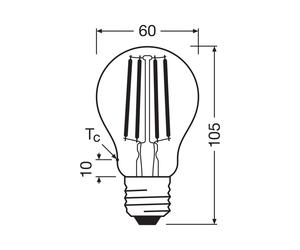 OSRAM LED traditional light bulb E27 3.8W Filament 2,700K 806lm 2-pack