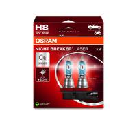 OSRAM NIGHT BREAKER LASER H8, +150% more brightness, halogen headlight lamp, 64212NL-2HB, 12V, Hanging folding box (2 lamps)