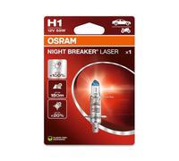 OSRAM NIGHT BREAKER LASER H1, +150% more brightness, halogen headlight lamp, 64150NL-1BL, 12V, blister (1 lamp), white