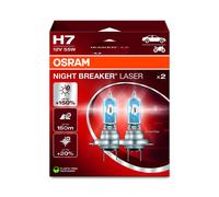 OSRAM NIGHT BREAKER LASER H7, +150% more brightness, halogen headlight lamp, 64210NL-2HB, 12V, Hanging folding box (2 lamps)