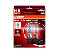 OSRAM NIGHT BREAKER LASER H8, 150% more brightness, halogen headlight lamp, 64212NL-2HB, 12V, Hanging folding box (2 lamps), white