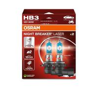 OSRAM NIGHT BREAKER LASER HB3, +150% more brightness, halogen headlight lamp, 9005NL-2HB, 12V, Hanging folding box (2 lamps), white