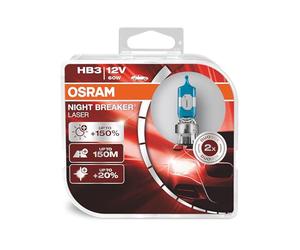OSRAM NIGHT BREAKER LASER HB3, +150% more brightness, halogen headlight lamp, 9005NL-HCB, 12V, duo box (2 lamps)
