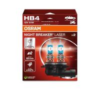 OSRAM NIGHT BREAKER LASER HB4, +150% more brightness, halogen headlight lamp, 9006NL-2HB, 12V, Hanging folding box (2 lamps)