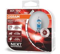 OSRAM NIGHT BREAKER LASER H7, next generation, 150% more brightness, halogen headlamp, 64210NL-HCB, 12V, passenger car