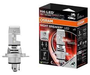 OSRAM Night Breaker LED Bulb Speed H4 450 450% more light, 14/14W