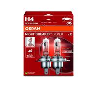 OSRAM NIGHT BREAKER® SILVER, H4, halogen headlight lamps, Hanging folding box (2 lamps)