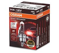 OSRAM NIGHT BREAKER SILVER H4, +100% more brightness, halogen headlamp, 64193NBS, 12V, passenger car, folding box (1 lamp)