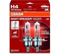 OSRAM NIGHT BREAKER® SILVER, H4, halogen headlight lamps, Hanging folding box (2 lamps)