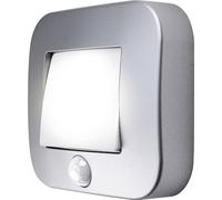 OSRAM NIGHTLUX Hall Night Light, Silver, IP54, Motion Sensor, Battery Operated, Cool White Light, 4000K, Ideal for Hallways and Entryways