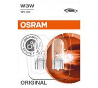 OSRAM Original 12V W3W halogen auxiliary lights 2821-02B in double blister,Yellow