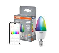 OSRAM SMART+ Matter LED lamp, Compatible with Google, Alexa, Apple, White Frosted Look, 4.9W, 470lm, E14 Base, Color Light, White Light, app or Voice Control, Life of up to 20,000 Hours