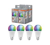 OSRAM SMART+ RGBW, E27 LED lamp with Matter over Wifi, specially designed for ALEXA, 100W replacement, warm white to cool white (2700-6500K), 16 million RGB colors, 4-pack (not usable with SMART+ App)