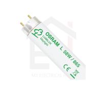 Osram T8 Fluorescent Tube 58W 5ft 6500K Cool Daylight, Dimmable, 90% Lumen Maintenance, Good CRI