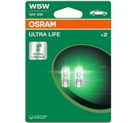Osram Ultra Life 501 W5W 12V 5W Capless Bulbs Durable Signal Lamps Twin Pack