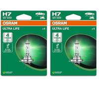 OSRAM Ultra Life H7 Halogen Headlight Bulb, 64210ULT-1BL, Single Blister Pack of 2, White