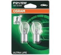 OSRAM ULTRA LIFE P21/5W halogen signal lamp, brake light, rear fog light, 7528ULT-02B, 12 V passenger car, double blister (2 units)