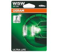 OSRAM ULTRA LIFE W5W halogen, license plate position light, 2825ULT-02B, 12 V passenger car, double blister (2 unit)