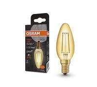 OSRAM Vintage 1906 Classic B Fil Led Lamp, E14, Classic Mini Candle Shape, Gold, 2.5W, 220Lm, 2400K, Warm White Comfort Light Color, Very Low Energy Consumption, Long Life